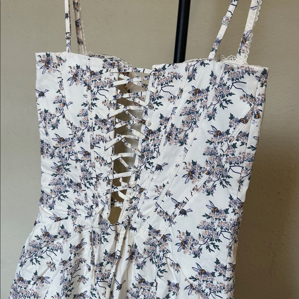 House of CB Steffani Cream stretch cotton floral print midi sundress size S A-C - Picture 7 of 10